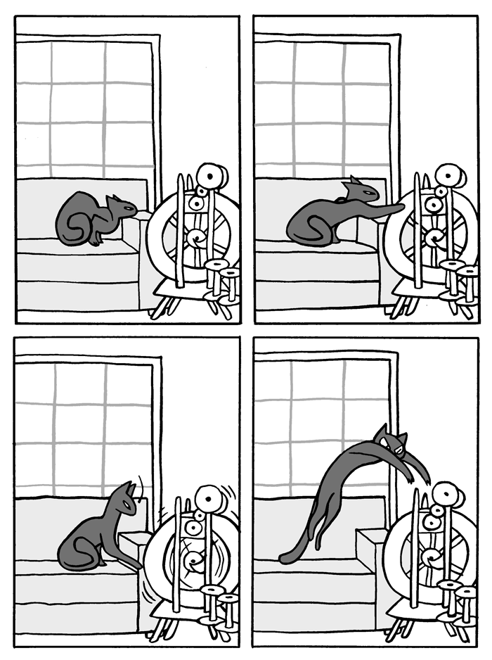 Кошка против прялки