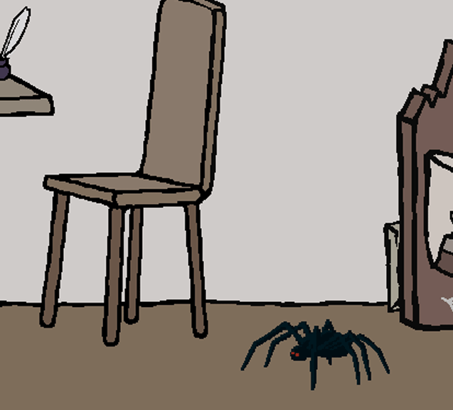 Иша: Воздействовать на паука стулом.