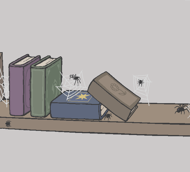 Иша: Скинуть палкой книги с полки.