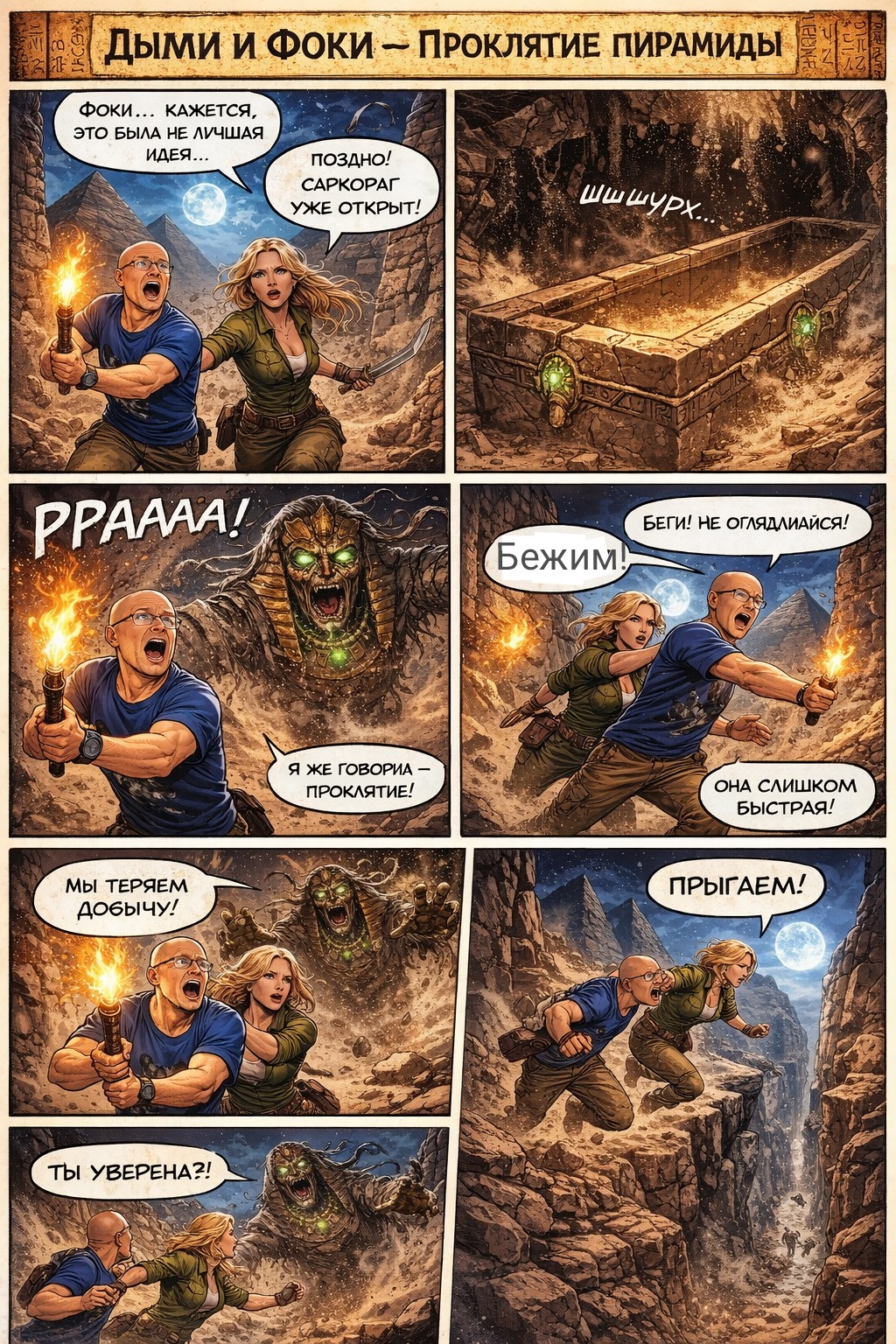 Комикс Дыми и Фоки проклятие пирамид: выпуск №2