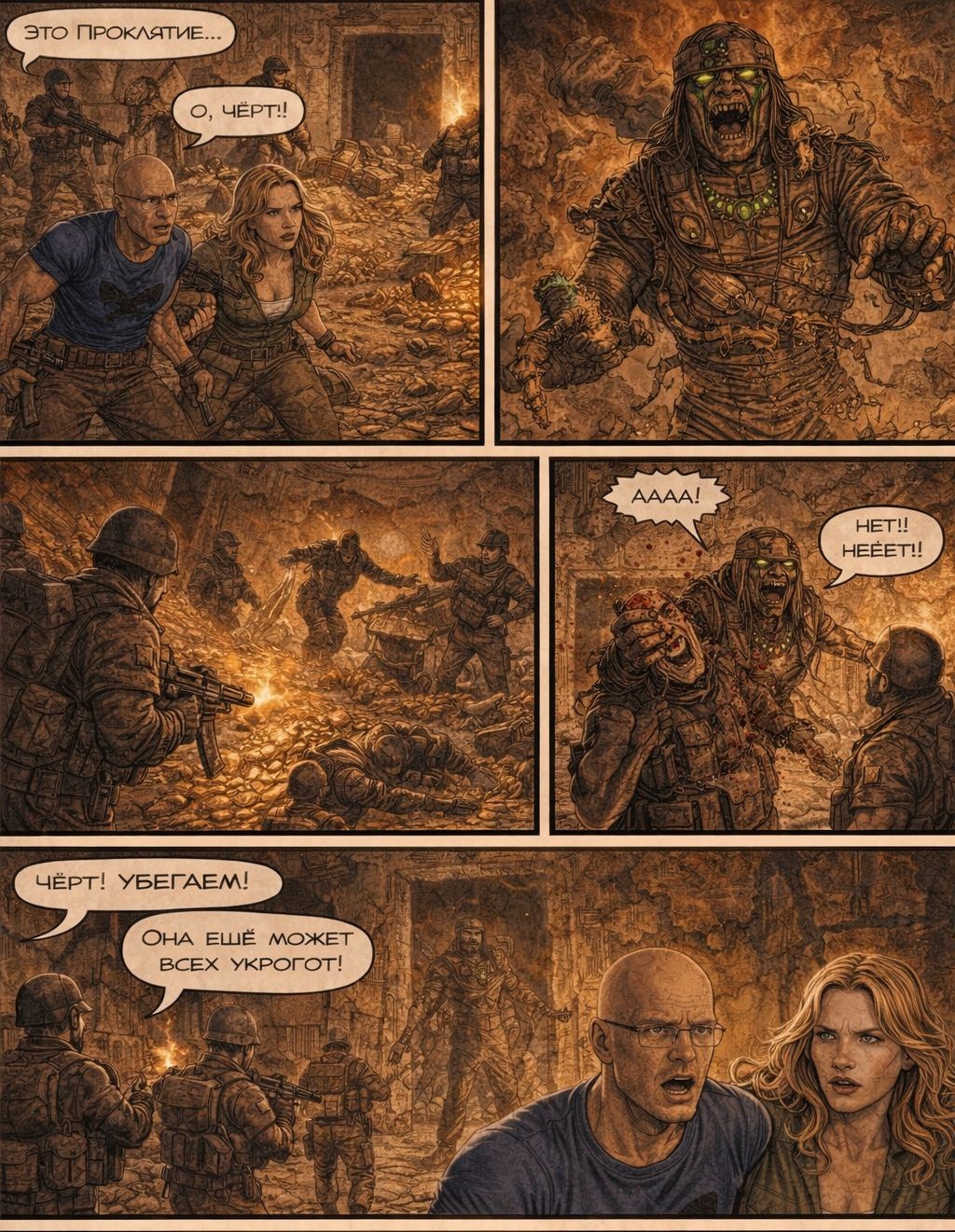 Комикс Дыми и Фоки проклятие пирамид: выпуск №14