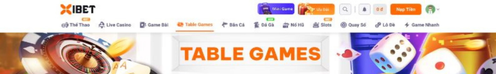 Table Games XIBET 2026 - Kho Game Bàn Đổi Thưởng 3D Chuẩn RNG