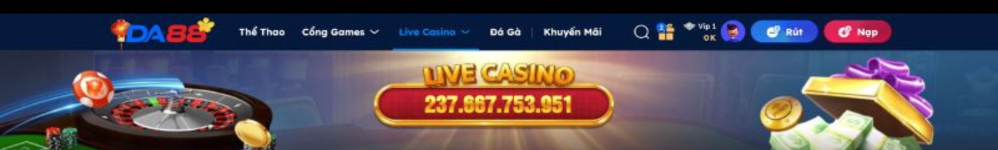 Live Casino DA88 2026 - Sảnh Trực Tiếp HD, Trả Thưởng 1:1